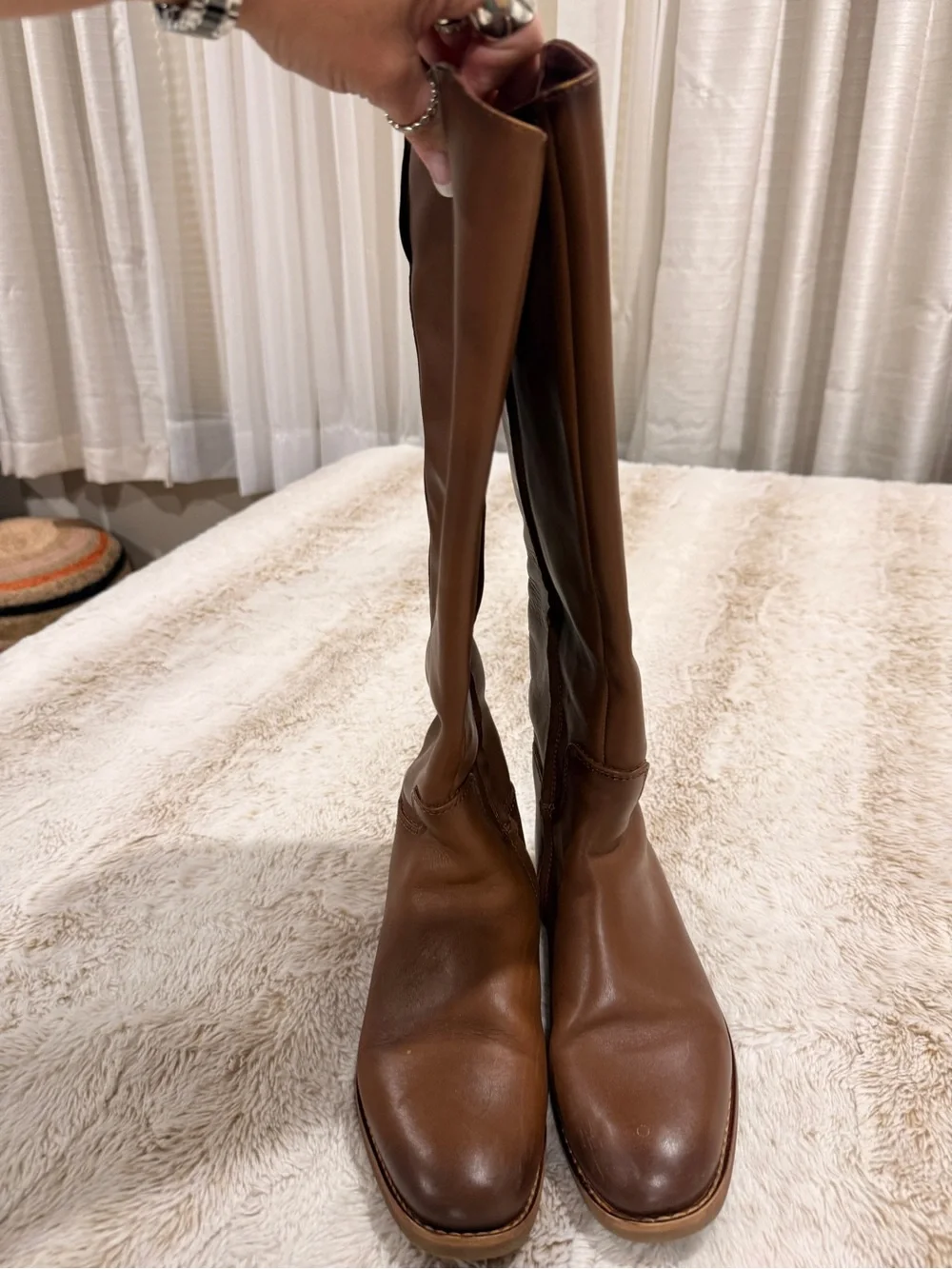 Franco Sarto Brown Leather Knee High Riding Boots Women’s 7.5 M